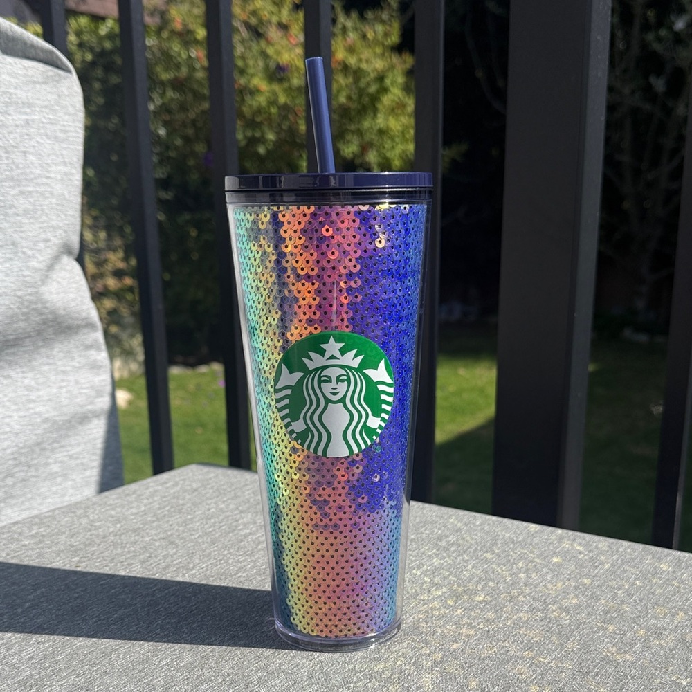 Starbucks 2020 Holiday Dark Sequin Cold Cup Venti 24 oz Tumbler